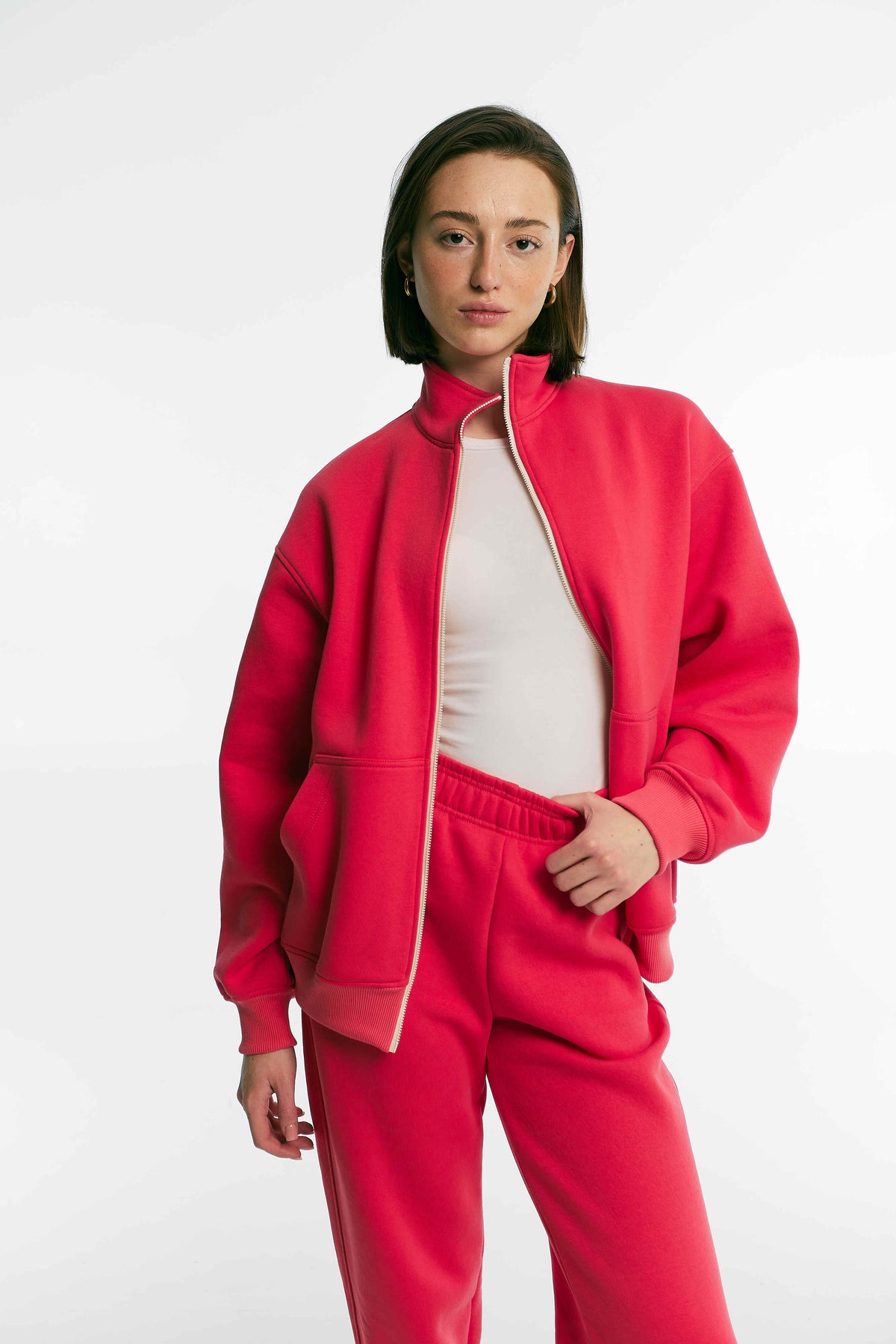 Zip-світшот утеплений корал