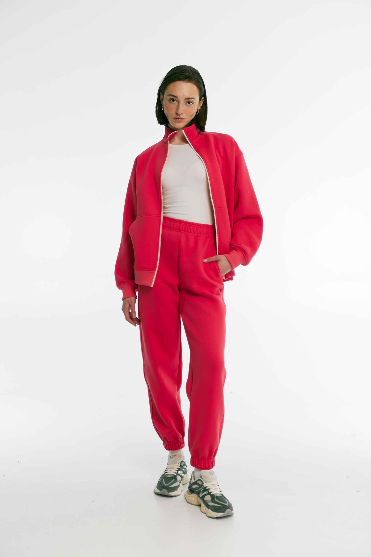 Zip-світшот утеплений корал