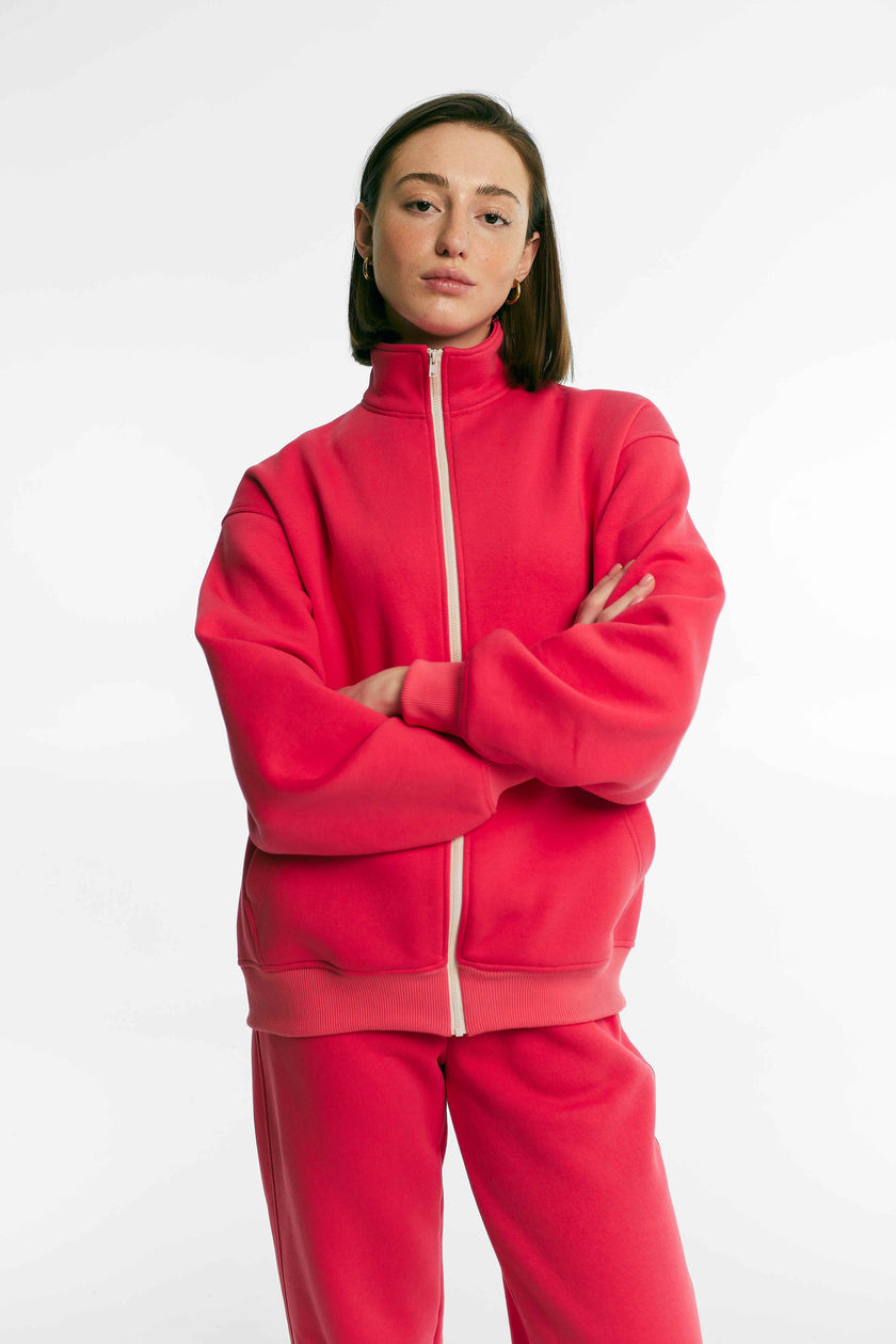 Zip-світшот утеплений корал