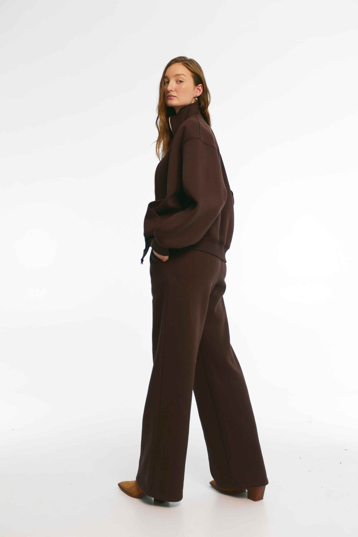 Штани палаццо утеплені шоколад