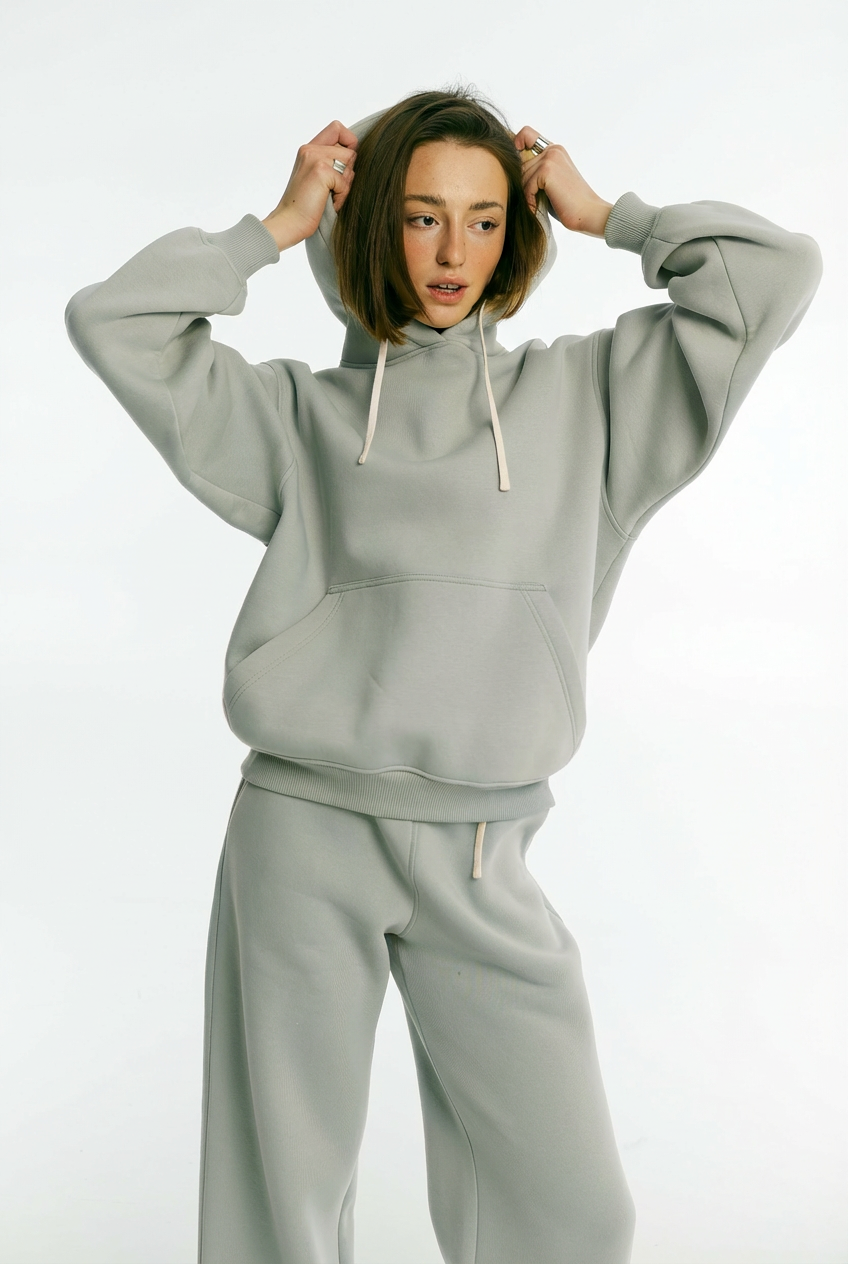 Худі утеплений світла олива