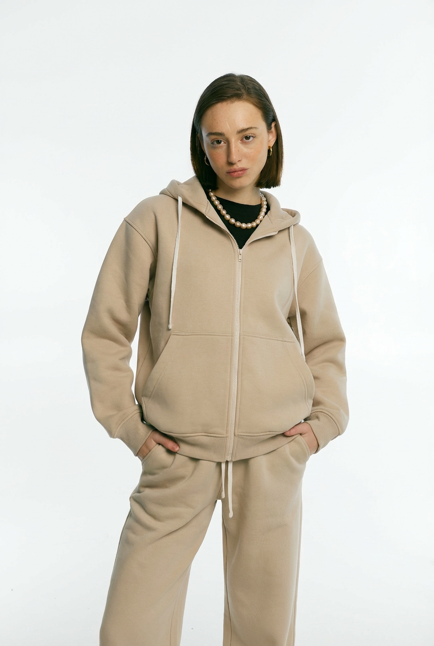 Zip-худі утеплений темний таш